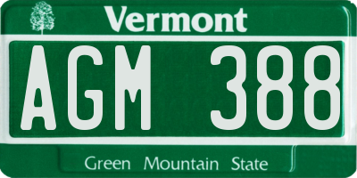 VT license plate AGM388