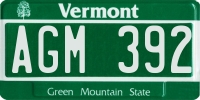 VT license plate AGM392
