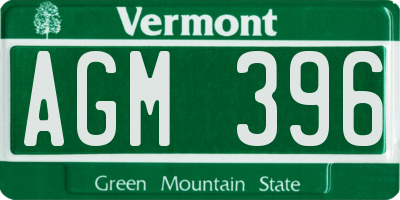 VT license plate AGM396
