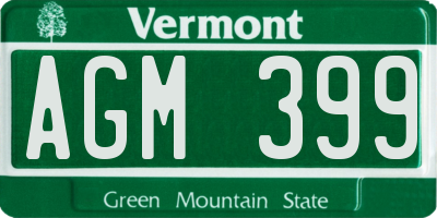 VT license plate AGM399