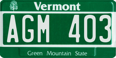 VT license plate AGM403