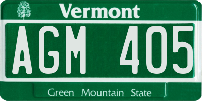 VT license plate AGM405