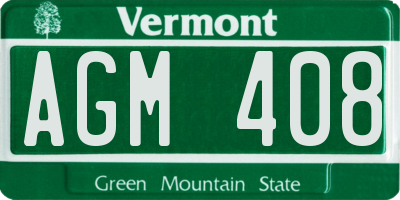 VT license plate AGM408
