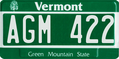 VT license plate AGM422