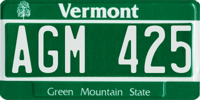 VT license plate AGM425
