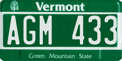 VT license plate AGM433