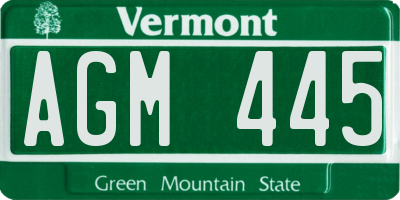 VT license plate AGM445