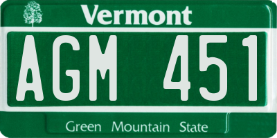 VT license plate AGM451