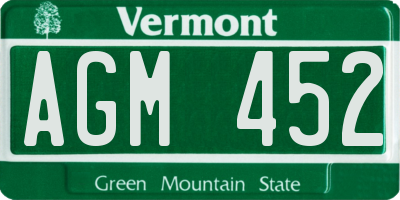 VT license plate AGM452