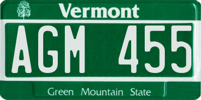 VT license plate AGM455