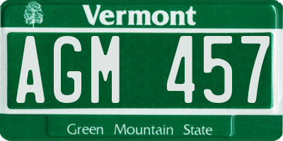 VT license plate AGM457