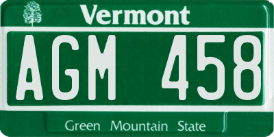 VT license plate AGM458