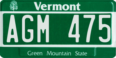 VT license plate AGM475