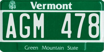 VT license plate AGM478