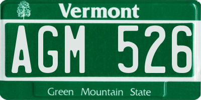 VT license plate AGM526