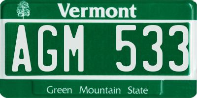 VT license plate AGM533