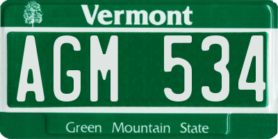 VT license plate AGM534
