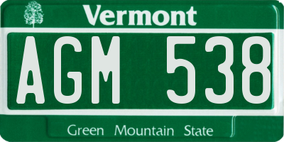 VT license plate AGM538
