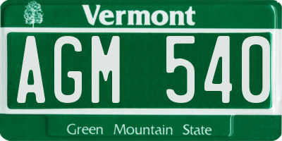 VT license plate AGM540