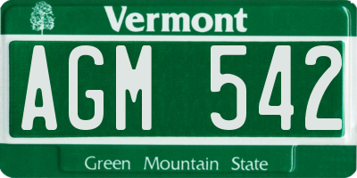 VT license plate AGM542