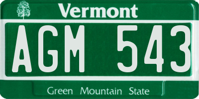 VT license plate AGM543