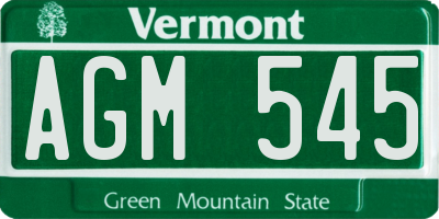 VT license plate AGM545