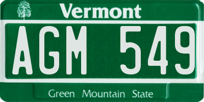 VT license plate AGM549