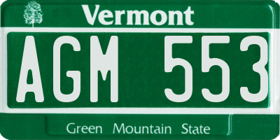 VT license plate AGM553