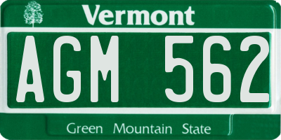 VT license plate AGM562