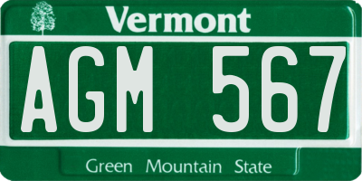 VT license plate AGM567