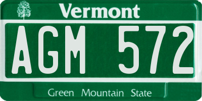 VT license plate AGM572