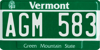 VT license plate AGM583