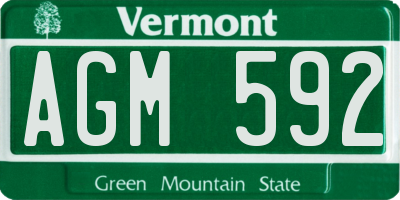 VT license plate AGM592