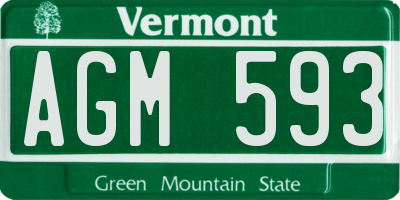 VT license plate AGM593