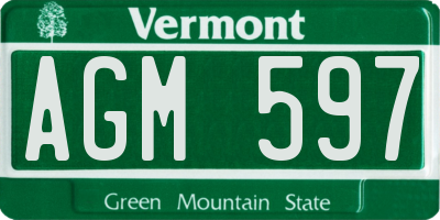 VT license plate AGM597