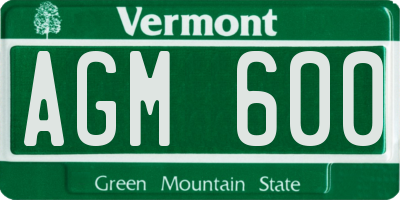 VT license plate AGM600
