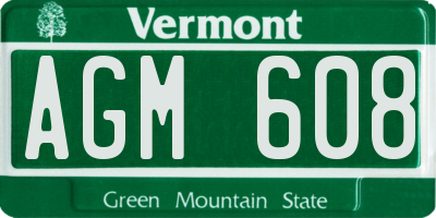 VT license plate AGM608