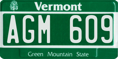 VT license plate AGM609