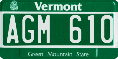 VT license plate AGM610
