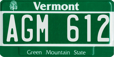 VT license plate AGM612
