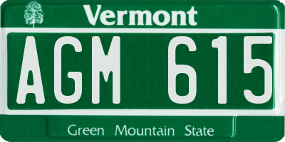 VT license plate AGM615