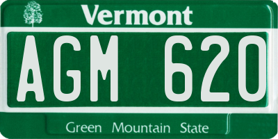 VT license plate AGM620