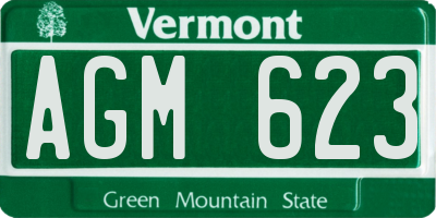 VT license plate AGM623