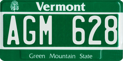 VT license plate AGM628