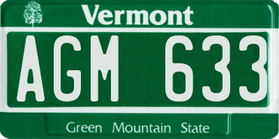 VT license plate AGM633