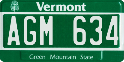 VT license plate AGM634
