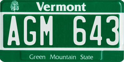 VT license plate AGM643