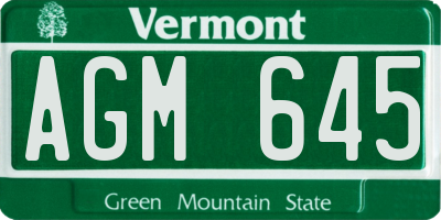 VT license plate AGM645