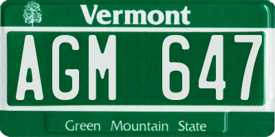 VT license plate AGM647