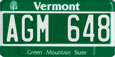 VT license plate AGM648